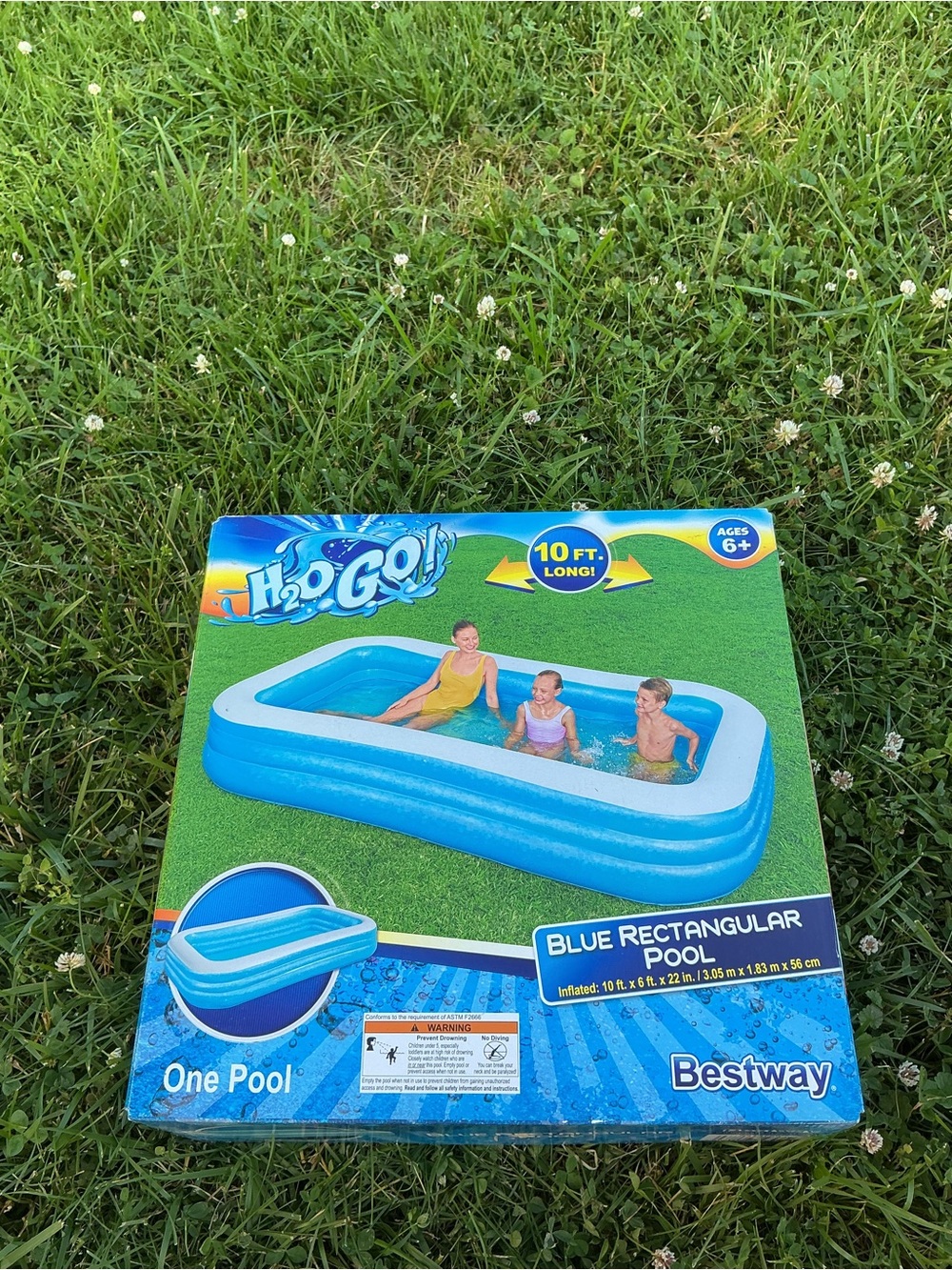 Bestway Blue Rectangular Kids Pool - Inflatable 10 ft x 6 ft x 22 in